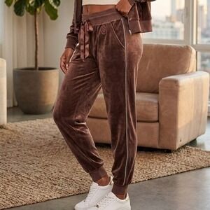 Victoria's Secret Velour Rhinestone Joggers Mauve Brown VS Logo Pants M